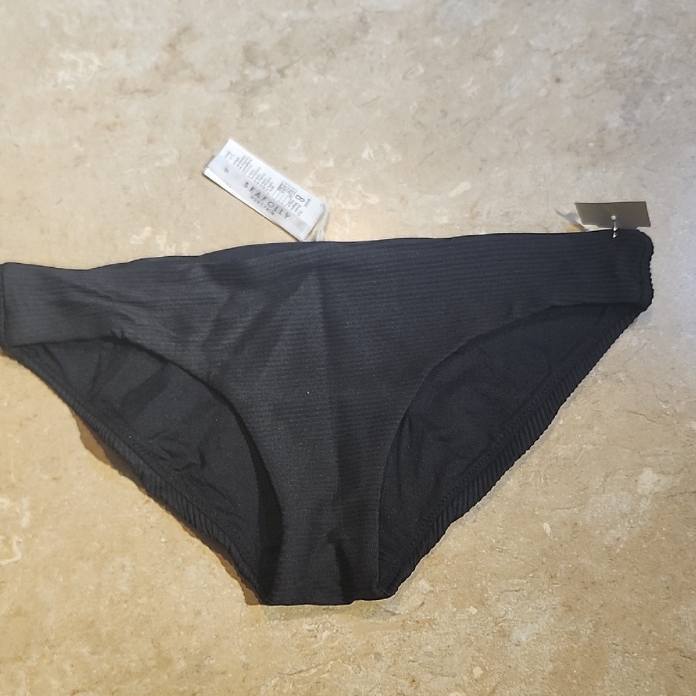 Seafolly Black Ribbed Hipster Bikini Bottoms 4